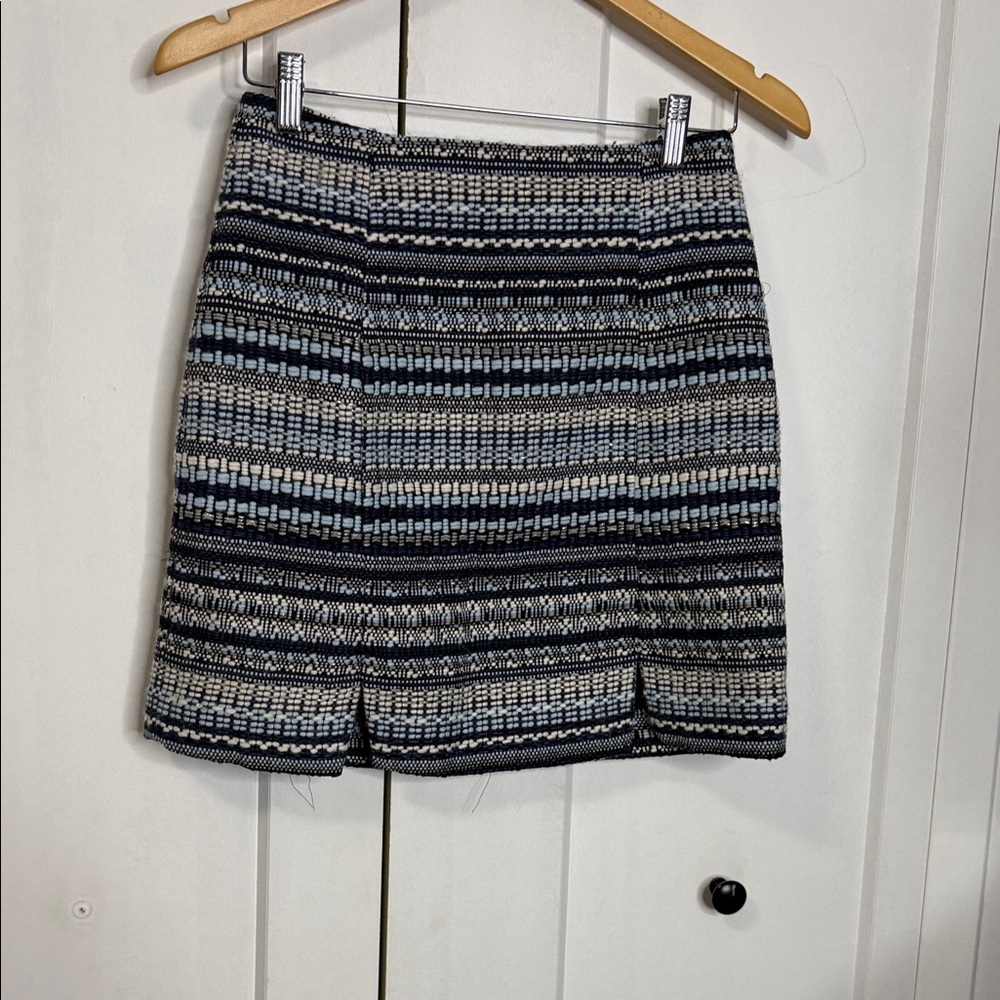 Kookai 36/US 4/ Small - Black, Blue & Grey Tweed Patterned Mini Skirt